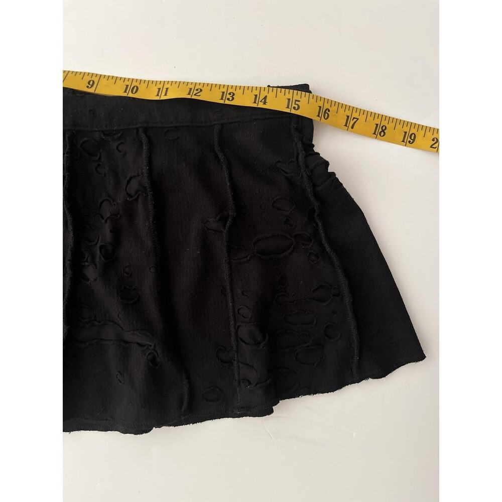 Shrine Skirt Women M Black Stretch Micro Mini Low Rise Burnout Goth Zip Back USA - Picture 4 of 7